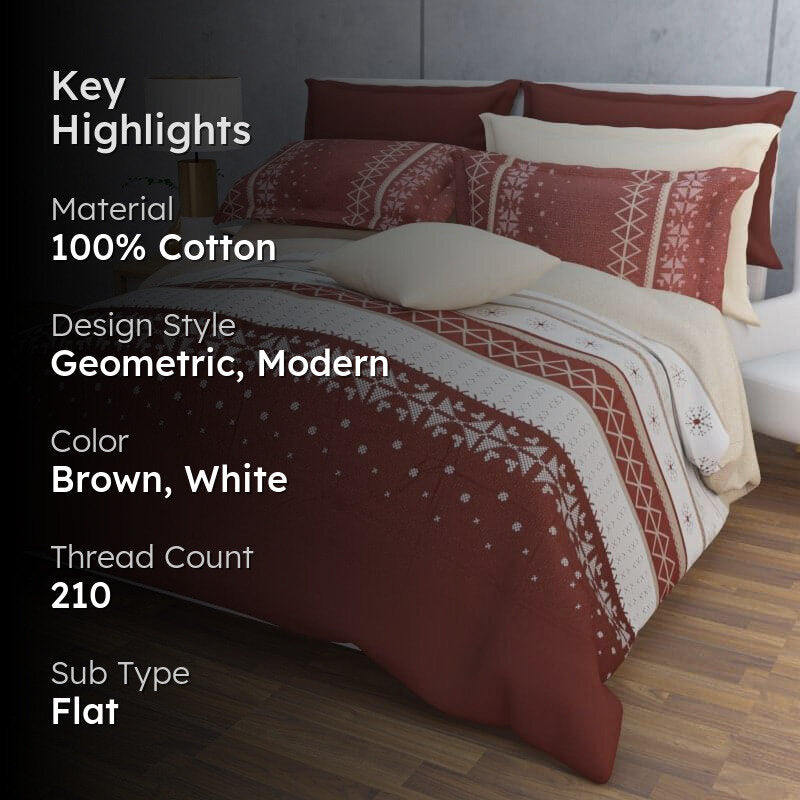 Mazaya Stripe Cotton Bedsheet (Brown) - 210 TC media 2