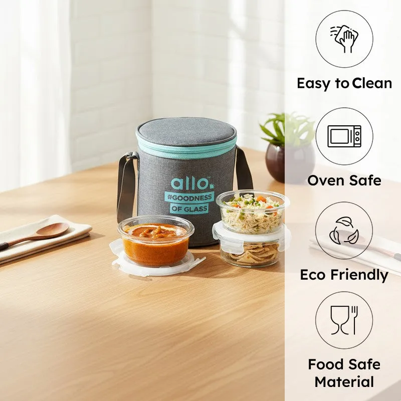 Paksys Leak Proof Glass Lunch Box (400 mL Each) - Set Of Three media 1