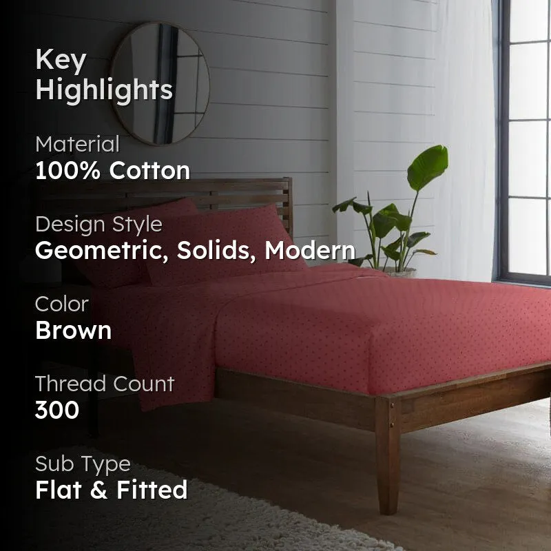 Azva Swiss Dot Cotton Bedsheet (Rust) - 300 TC media 2