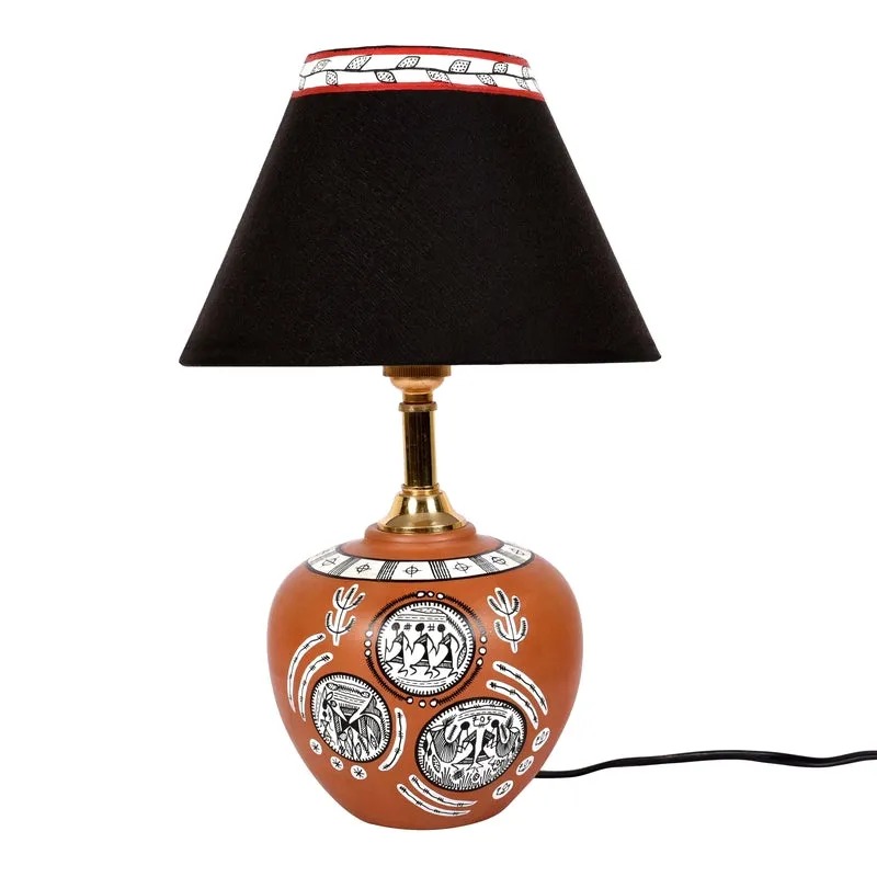 Parva Handcrafted Terracotta Table Lamp - Multicolor media 9