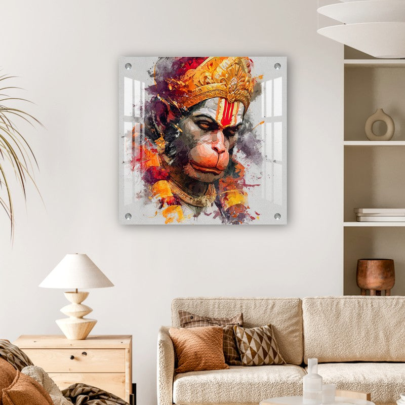 Lord Hanuman Sacred Face Acrylic Wall Art