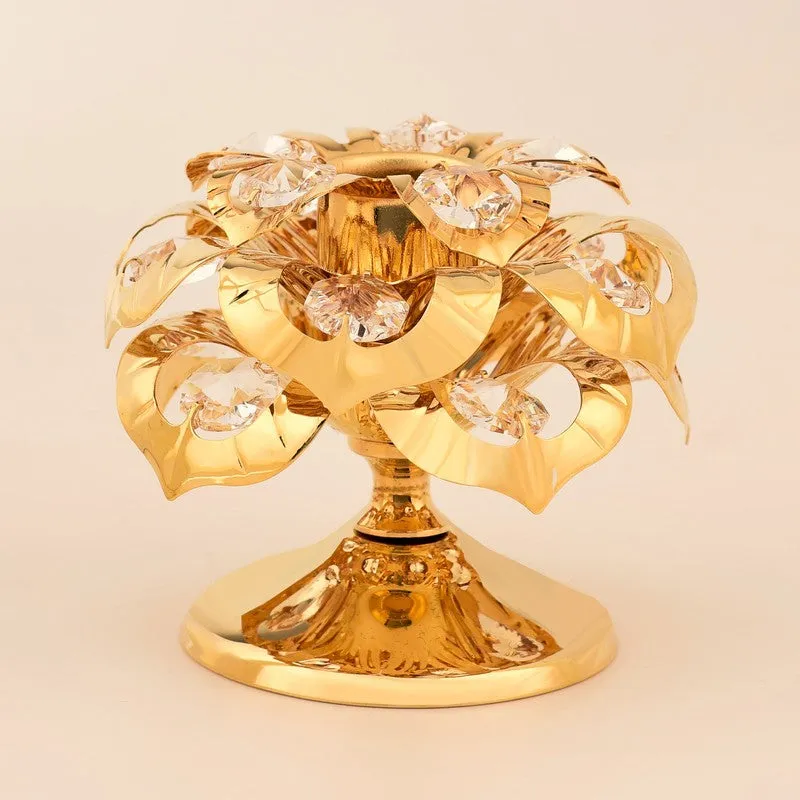 Golden Petal Grace 24K Gold Plated Mild Steel Candle Holder media 3