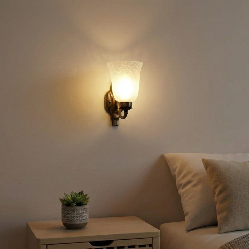 Crystal Bloom Antique Base Glass Wall Lamp