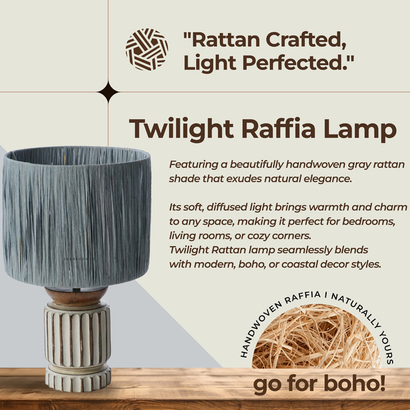 Lucen Boho Mango Wood Table Lamp - OffWhite,Blue media 6