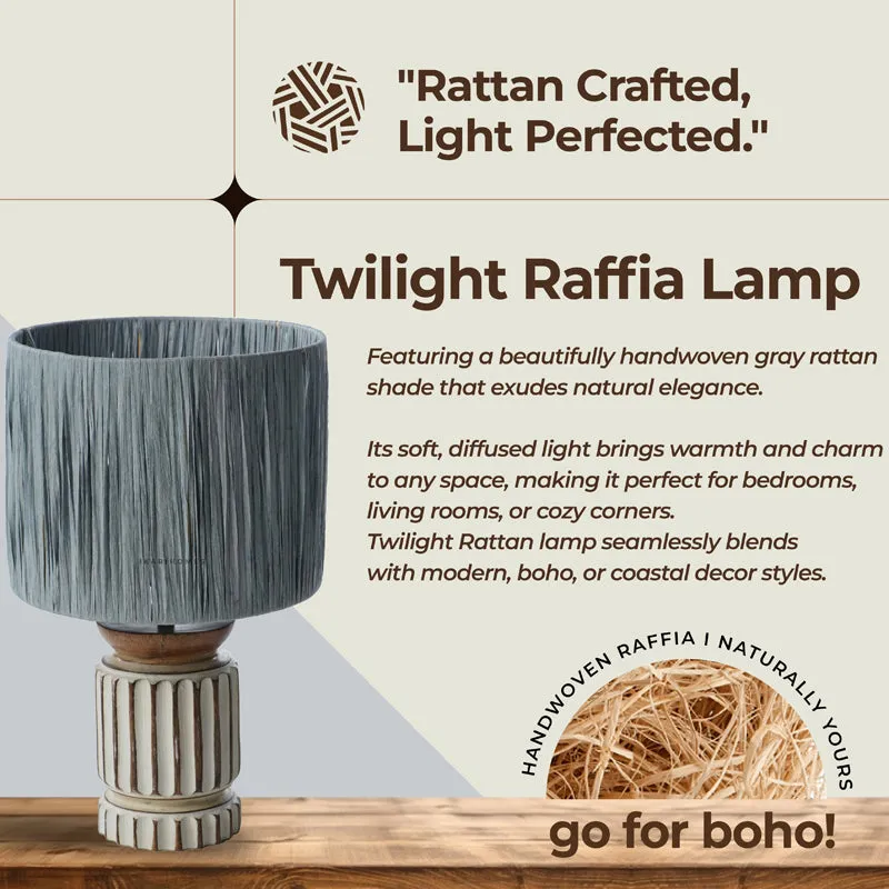 Lucen Boho Mango Wood Table Lamp - OffWhite,Blue media 6