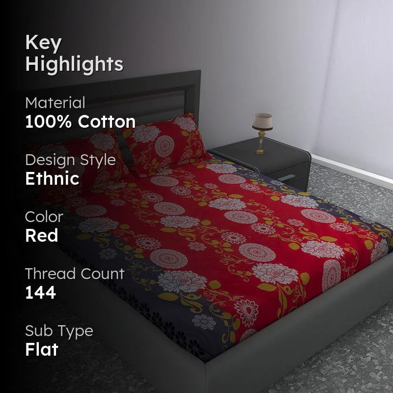 Fleur Spectrum Floral Cotton Bedsheet - 144 TC media 2
