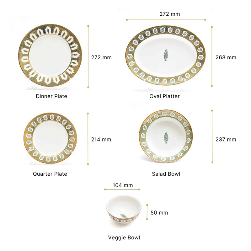 Gilded Chinar 24k Gold Brushed Porcelain Dinner Set - 21 Piece Set media 12