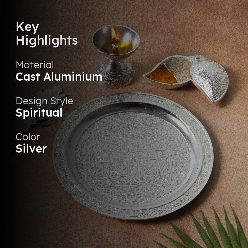 Divya Pooja Thali Set (Silver) - Four Piece Set media 2