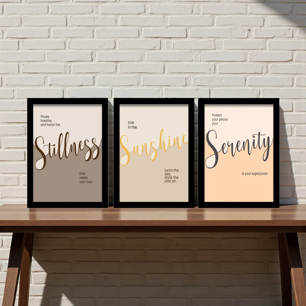 Positive Quote Wall Painting With Frame - Set Of Three media 9
