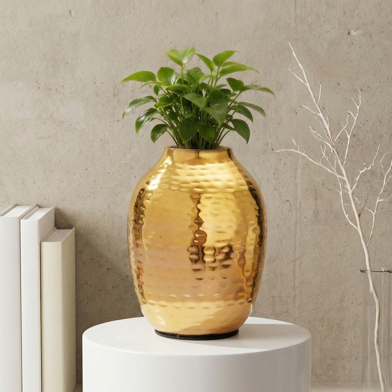 Petal Cascade Metal Vase -Gold