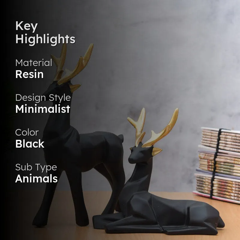 Deer Repose Showpiece (Black) - Set Of Two media 2