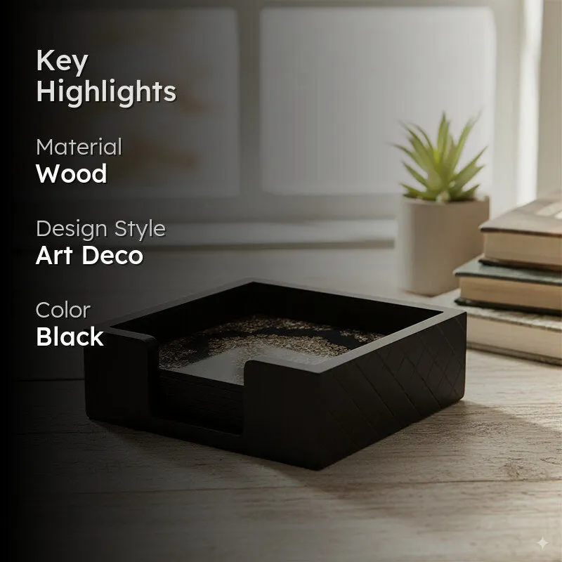 Nature Inspired Wooden Coasters Coasters with Holder - Seven Piece Set media 2