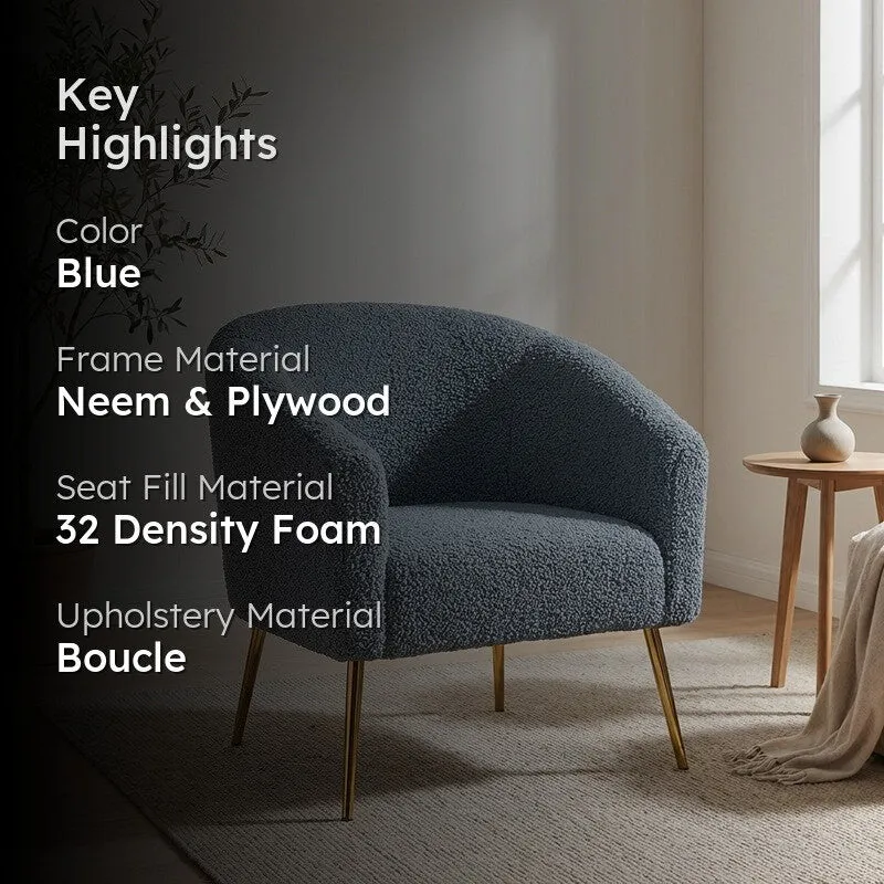 Stylo Neem Wood Accent Chair - Blue media 2