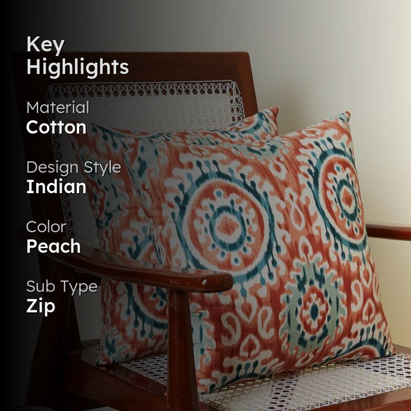 Mriksha Cushion Cover (Peach) - Set Of Two media 2