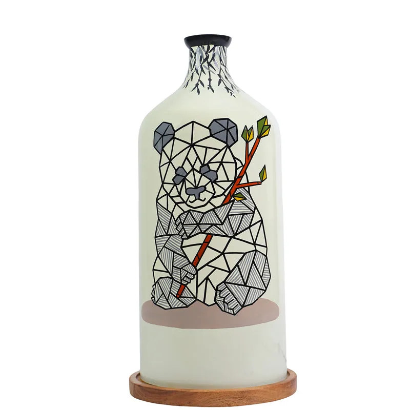 Panda Lines Hand Painted Glass Floor Lamp media 5