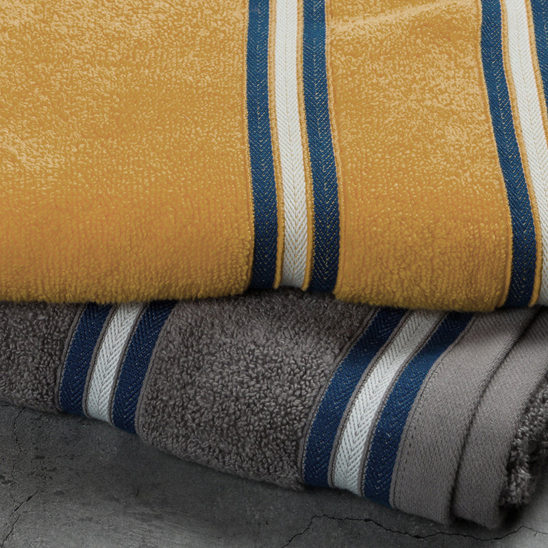 Nautica Dual Down Cotton Bath Towel (Beige & Grow) - Set Of Two media 5