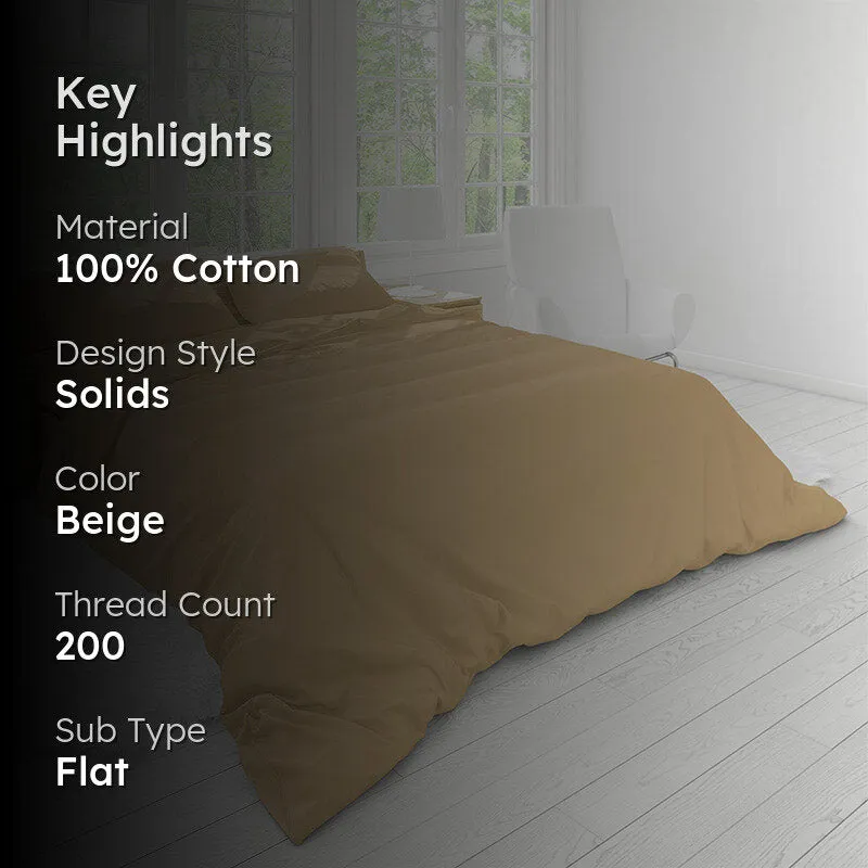 Solid Comfort Percale Solid Cotton Bedsheet (Sandal Wood) - 200 TC media 2