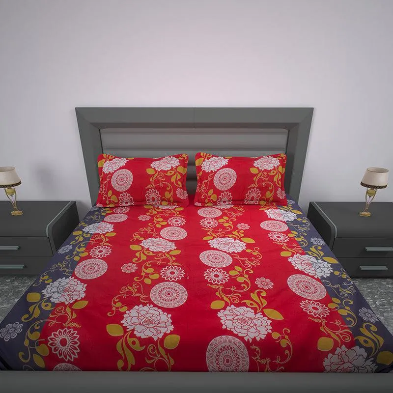 Fleur Spectrum Floral Cotton Bedsheet - 144 TC media 6