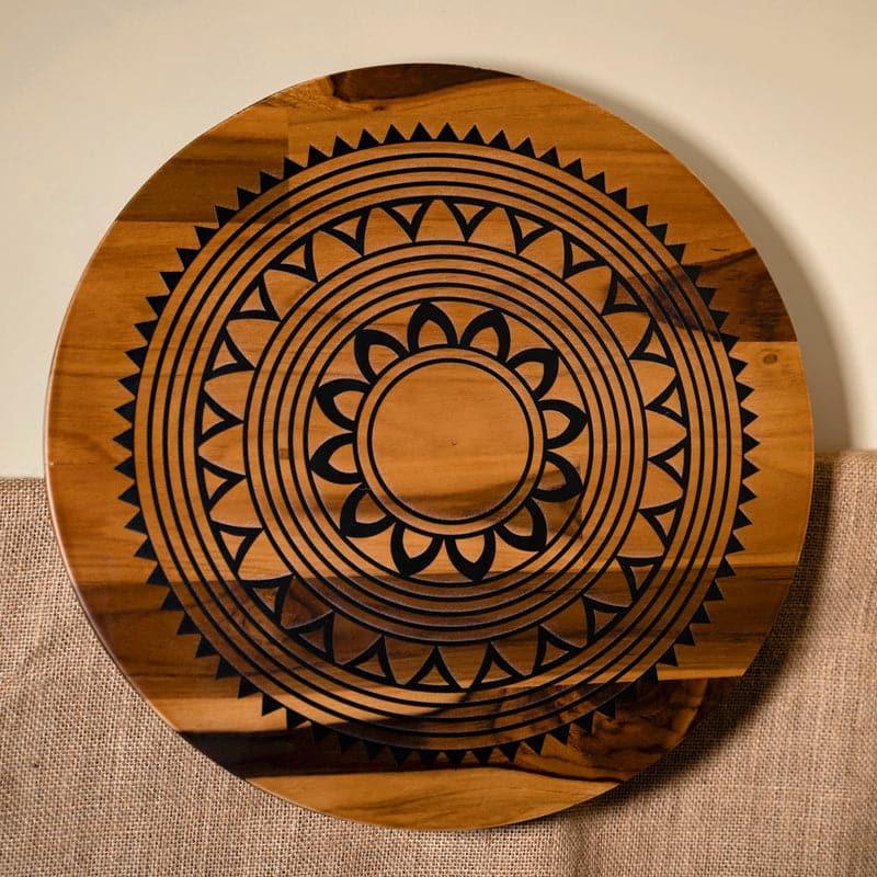 Mano Mandala Teak Wood Rotating Platter media 3