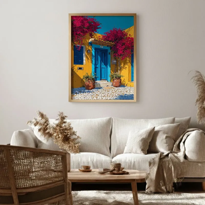Terra Bloom Canvas Wall Painting - Brown Frame media 1