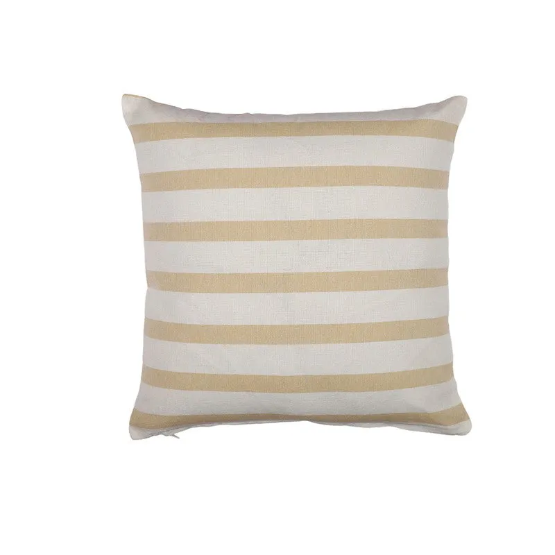 Bold Stripe Cotton Cushion Cover (Beige) - Set of Two media 3