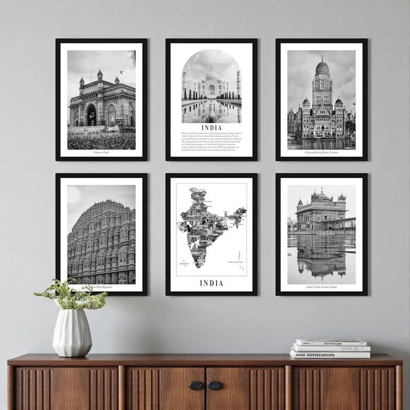 Monochrome Monuments I Wall Art With Frame - Set Of Six media 1