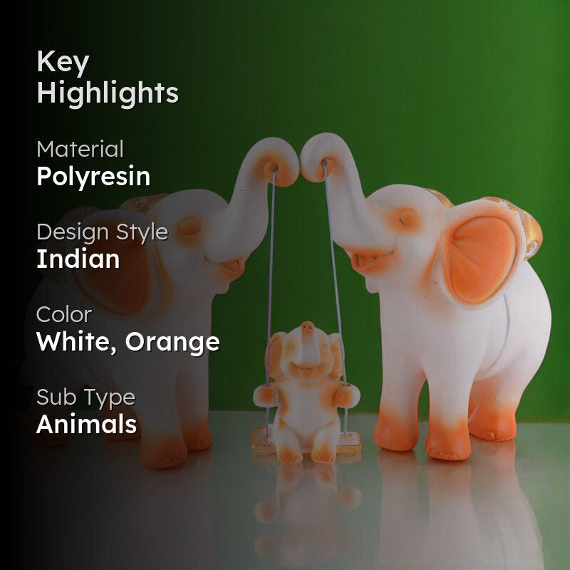 Tiny Tuskers Painted Polyresin Show Piece - White media 2
