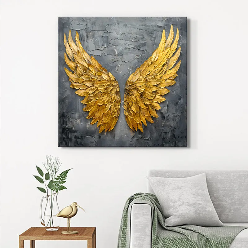 Golden Angel Wings Poly Canvas Wall Painting media 1