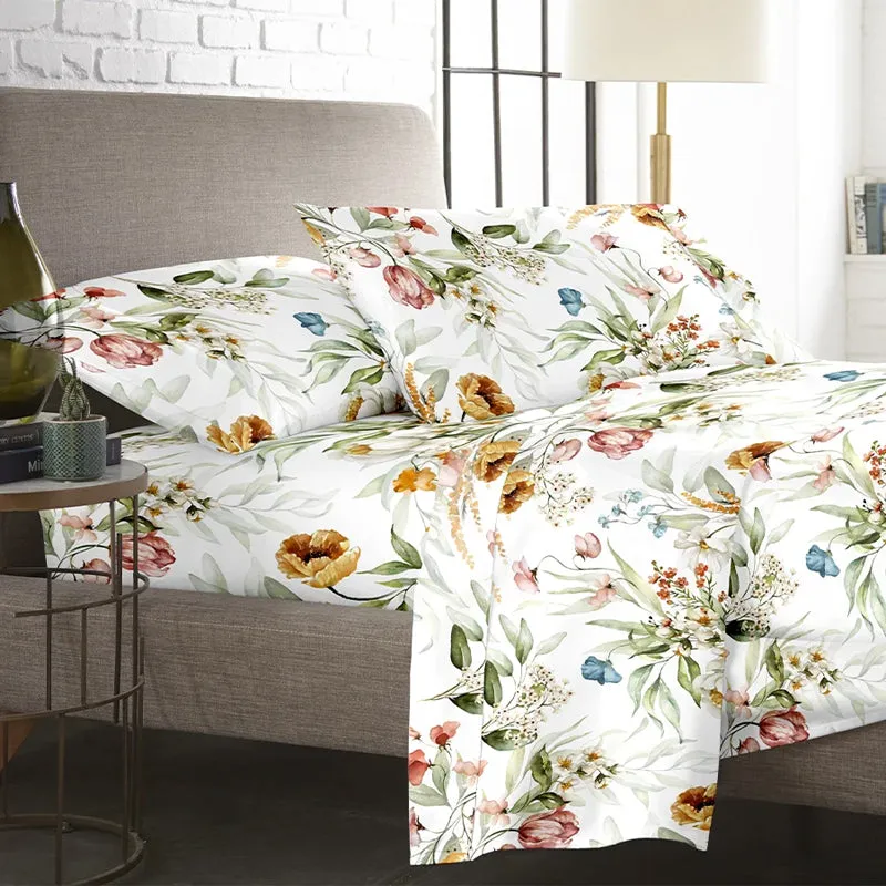 Autumn Flora Printed Cotton Bedsheet - 300 TC media 3
