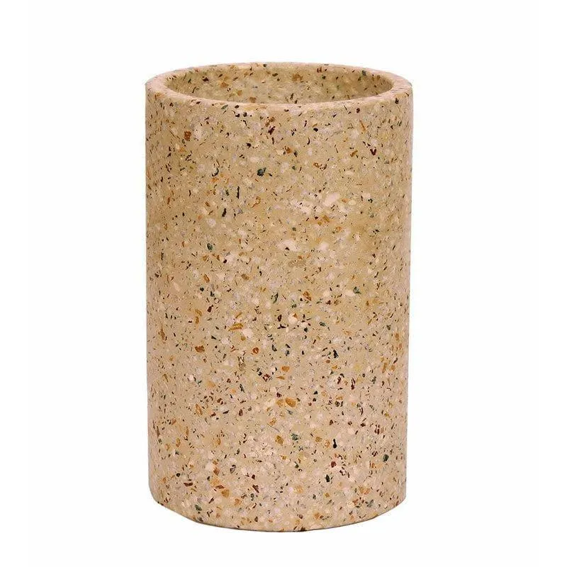 Beige Terrazzo Cylindrical Hand Crafted Marble Planter - Small media 5