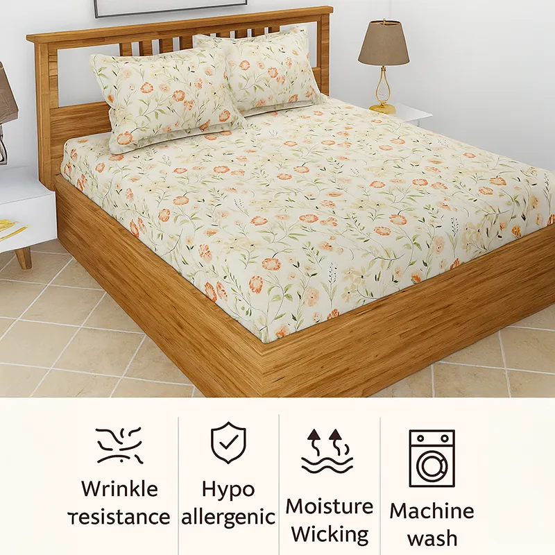 Sivera Floral Microfiber Bedsheet (Off White) - 130 GSM media 6