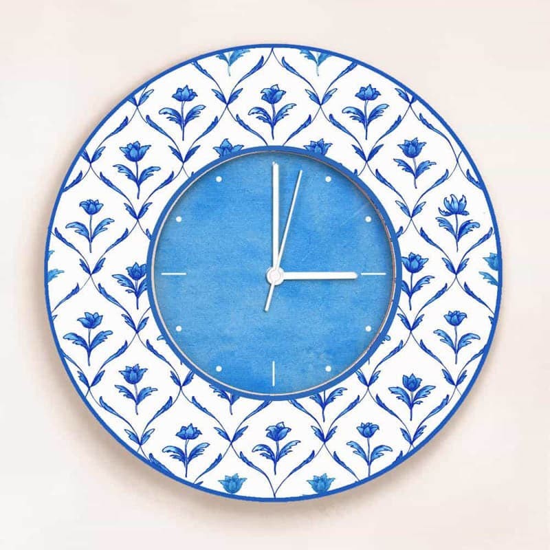Ethnic Rosa Handpainted Wall Clock -  Blue image 3