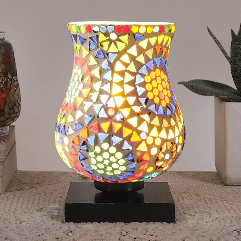 Clarent Mosaic Glass Table Lamp With Wooden Base - Multicolor media 3