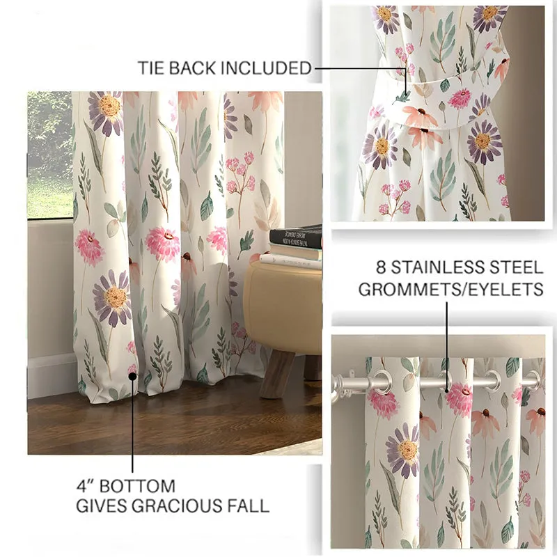 Urban Space Frost Flora Curtain (Pink) - Set Of Two media 5