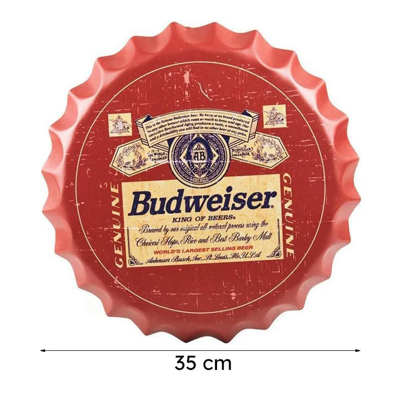 Budweiser Retro Bottle Cap Metal Wall Accent media 8