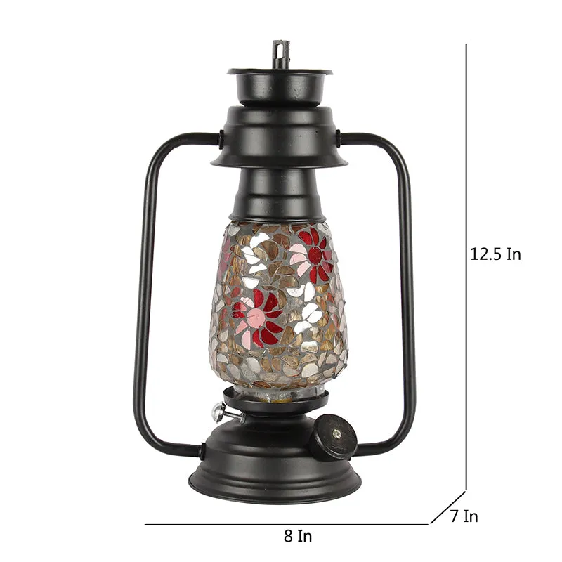 Phoolkari Mosaic Lantern Iron & Glass Table Lamp - Multicolor media 5