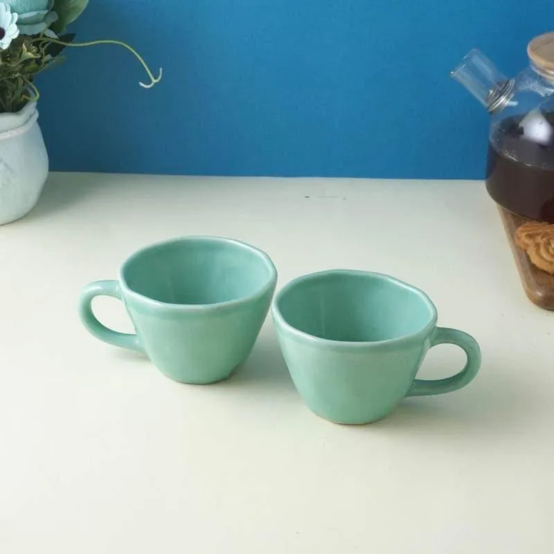 Vance Ceramic Coffee Mug (250 mL/Light Green) - Set of Two media 1