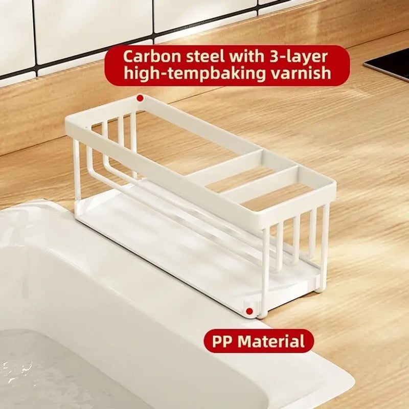 Triva Carbon Steel Sink Organizer - White media 6