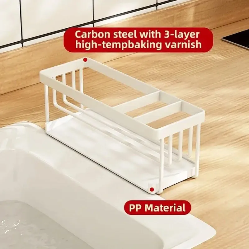 Triva Carbon Steel Sink Organizer - White media 6