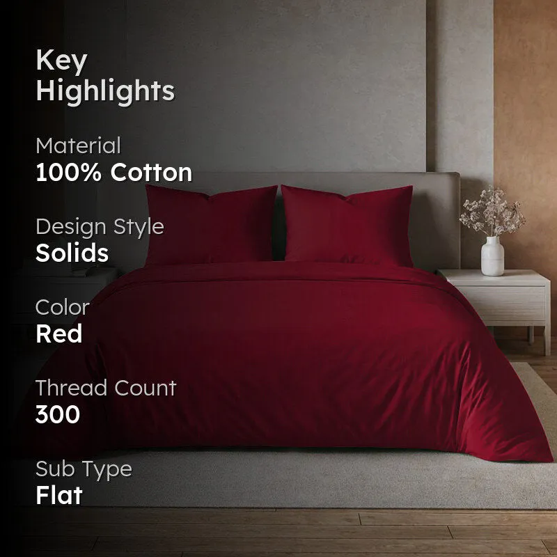 Caressence Solid Cotton Bedsheet (Red) - 300 TC media 2