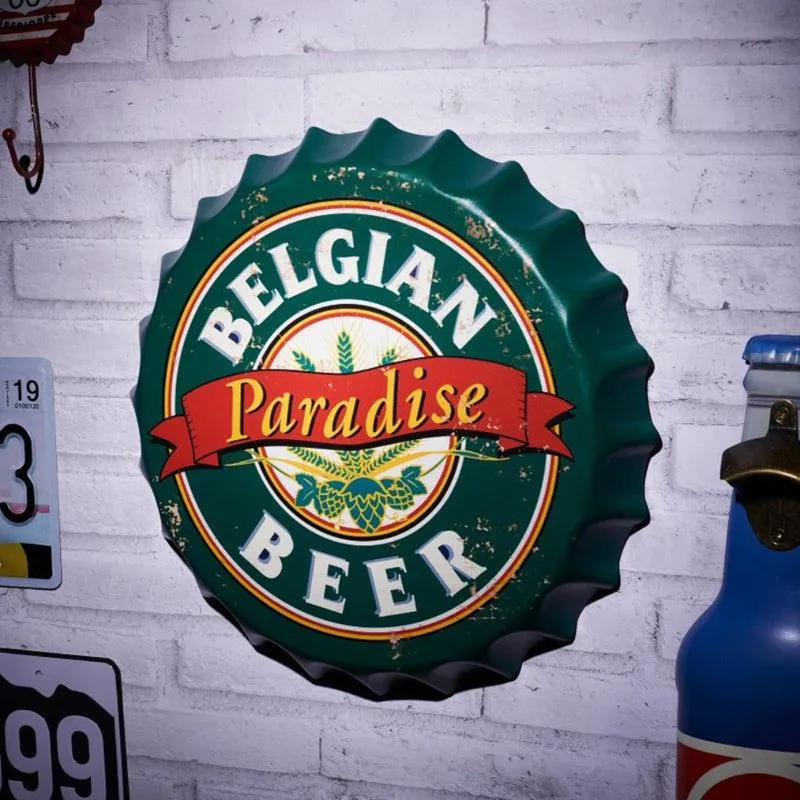 Belgian Beer Bottle Cap Metal Wall Accent media 1