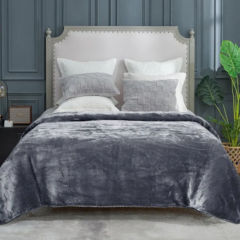 Singu Polyester Solid Blanket - Grey media 1