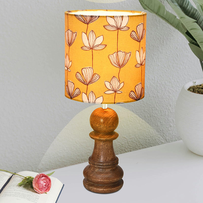 Nephrite Curve Fabric Table Lamp - Yellow,Brown,White