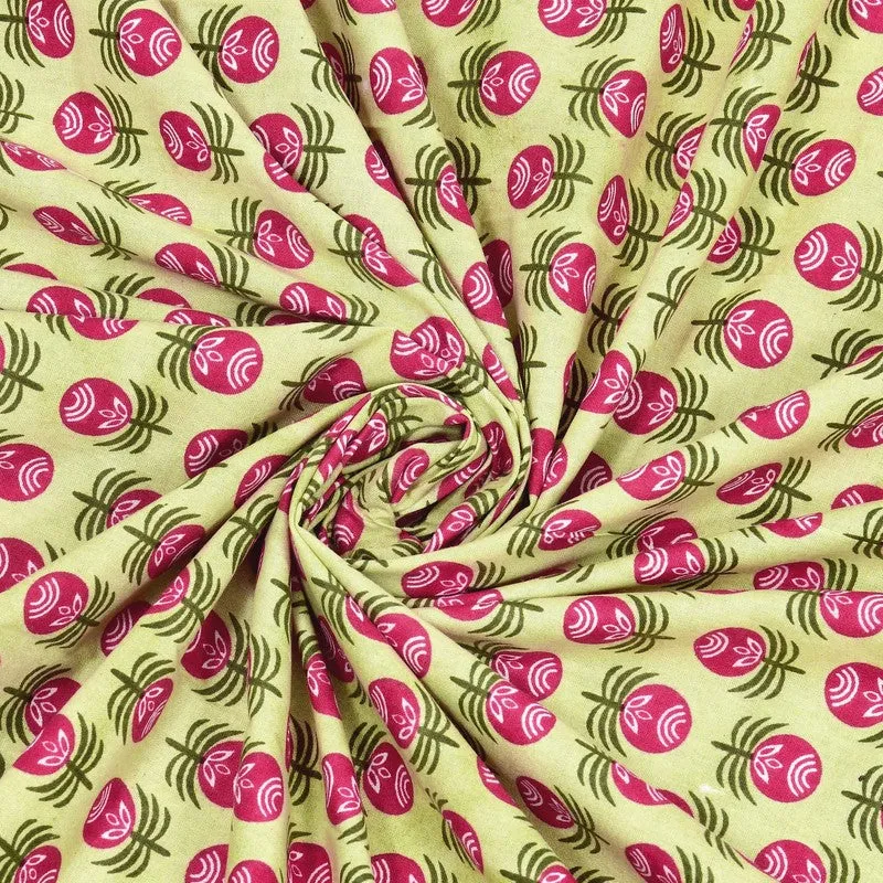 Floriya Cotton Bedsheet (Green,Maroon) - 240 TC media 5