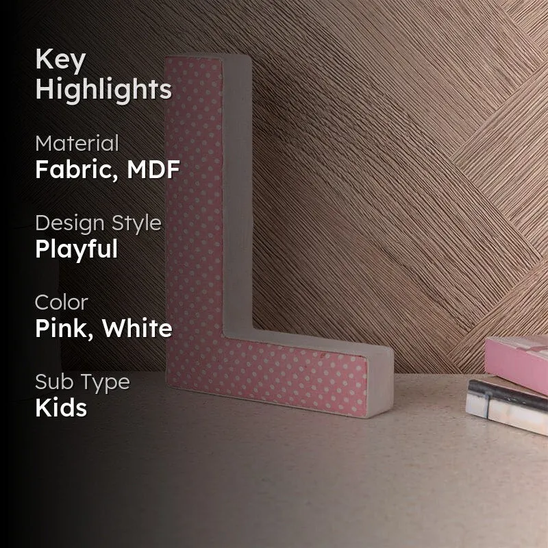 Alphabet L Polka MDF & Fabric Wall Accent media 2
