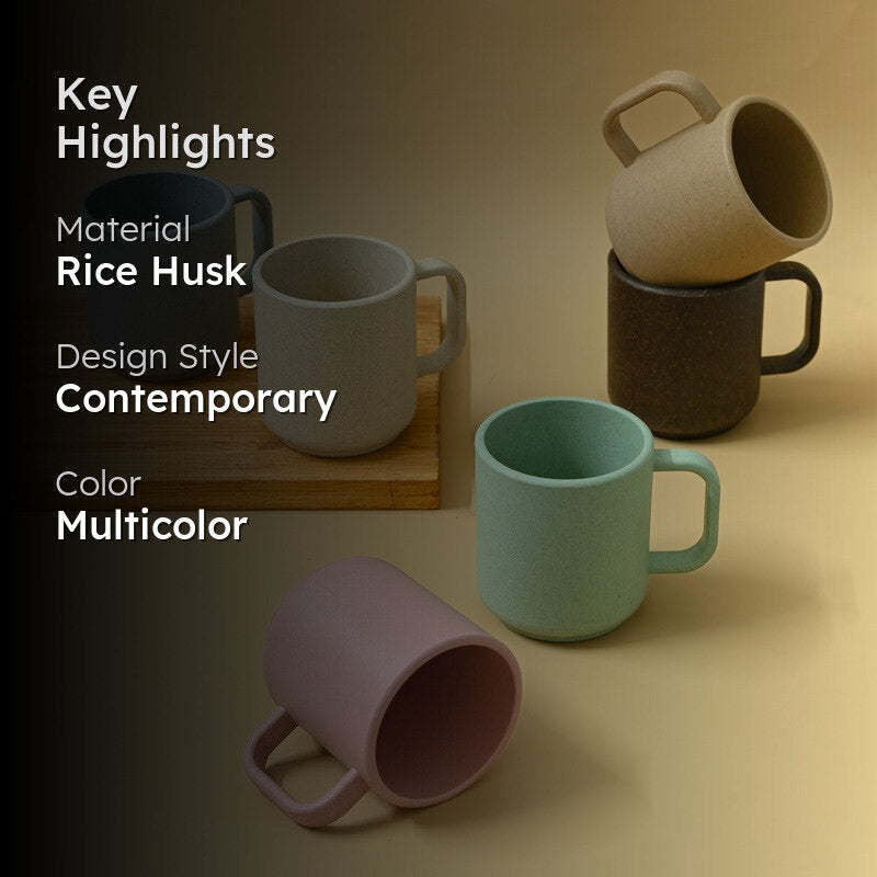Nordic Rice Husk Coffee Mug (350 mL Each) - Set Of Six media 2