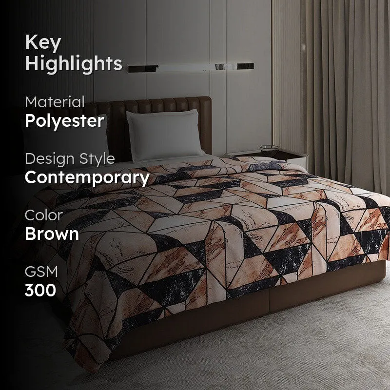 Monte Carlo Leafira Abstract Print Polyester Blanket (Brown) - 300 GSM media 2