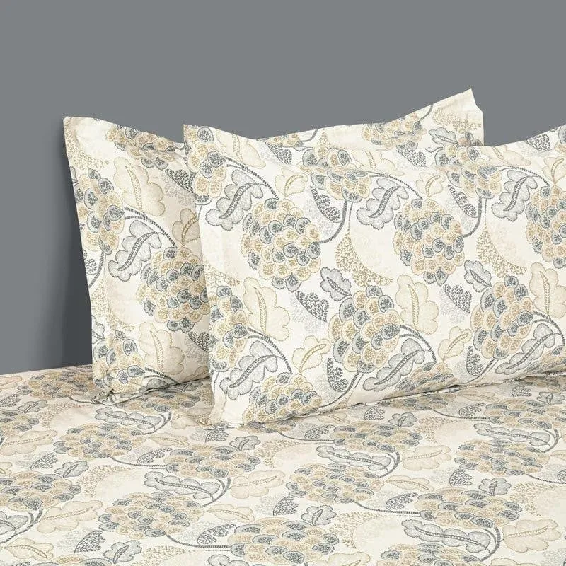 Swayam Inara Floral Cotton Bedsheet (Grey) - 160 TC media 3