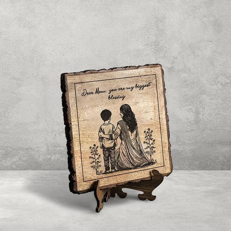 Mom Is Biggest Blessing Wood Showpiece - Square media 3