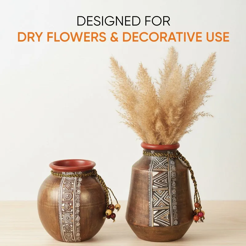 Purva Tribal Handpainted Vase - Set Of Two media 3
